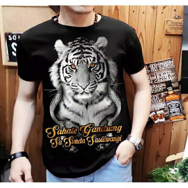 Kaos Distro pria 3D macan mc 08