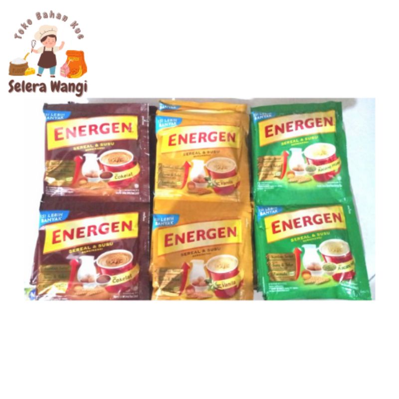 

MINUMAN SEREAL SUSU ENERGEN 10 SACHET (COKLAT, VANILLA, KACANG HIJAU)