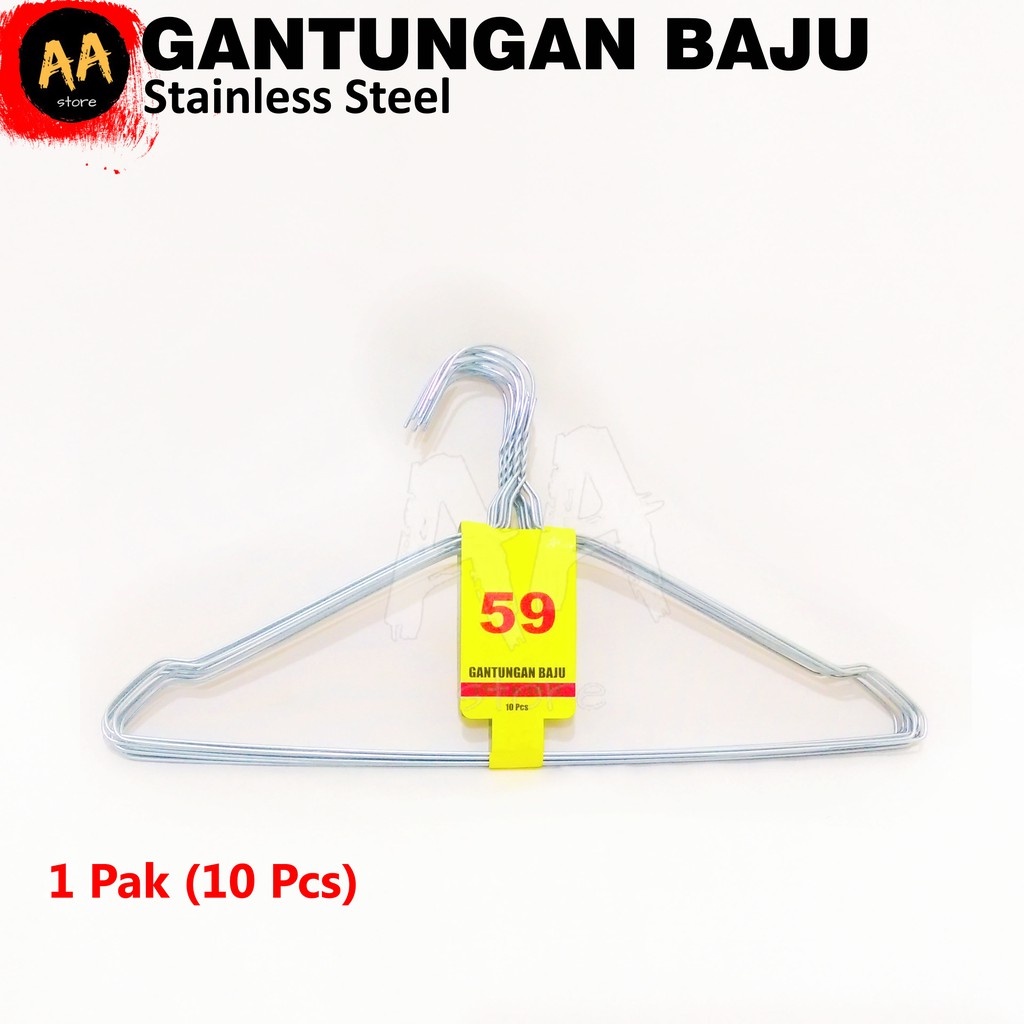 Hanger/Jemuran Baju/Gantungan Kawat/Handuk Stainless Steel Anti Karat/1 Pak(10 Pcs)