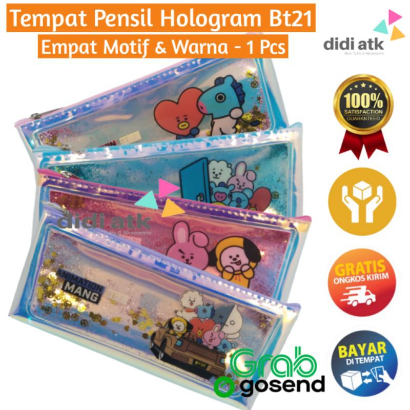 

Tempat Pensil Hologram Bts / Bt21 Air Glitter Hologram Pencil Case Tempat Alat Tulis