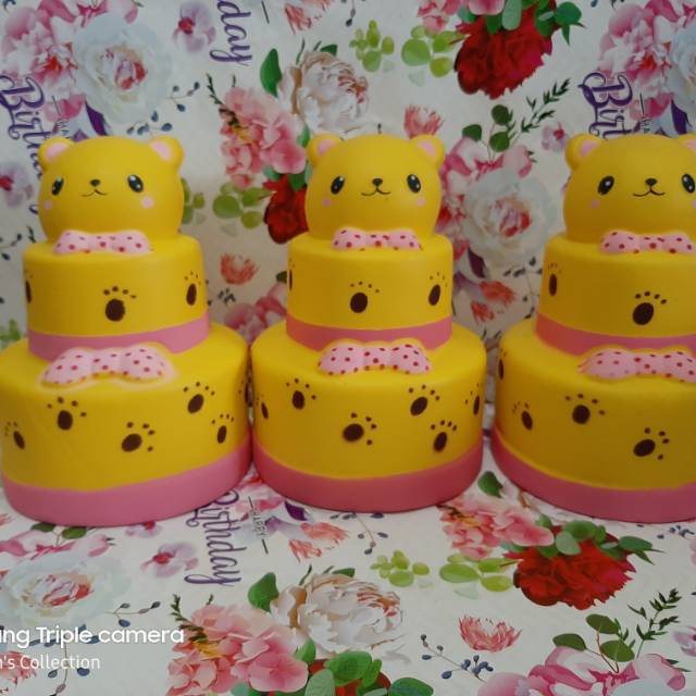 Squishy Birthday Cake Baby Bear/Squishy Kue Ultah Beruang Jumbo Murah