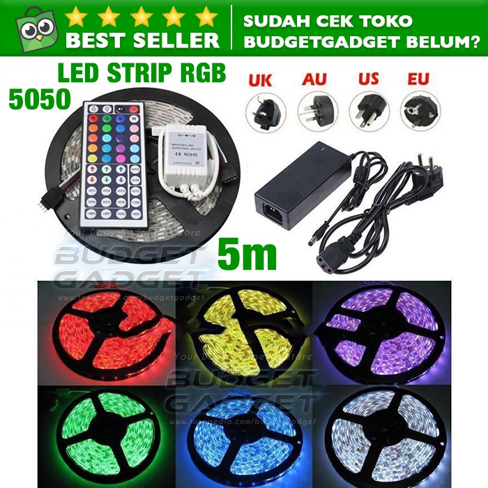 Led Strip Flexible Light Waterproof 5050 RGB 5M with 44 Key Remote Con