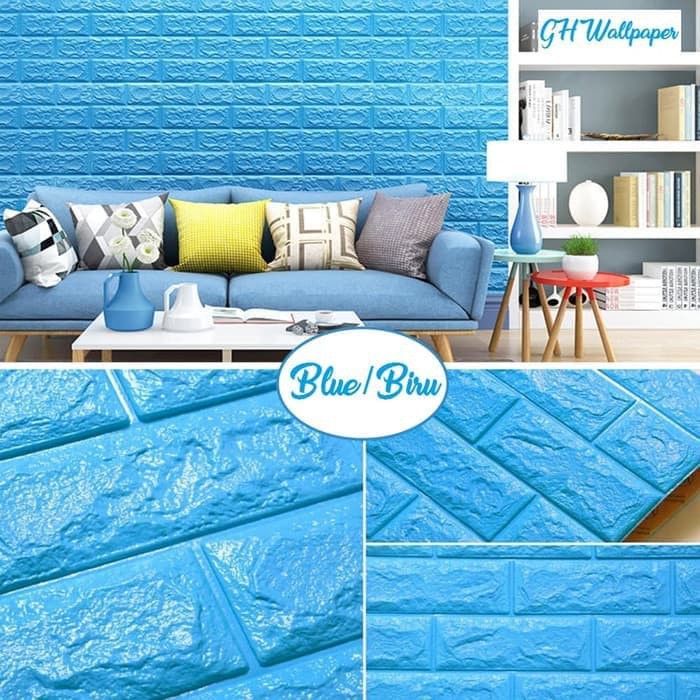 Wallpaper Dingding 3D Foam Motif Batu Bata 70X38cm Dekorasi stiker Dinding Kamar Murah 3D Bata Foam Emboss Timbul Ada Lem Tinggal Tempel