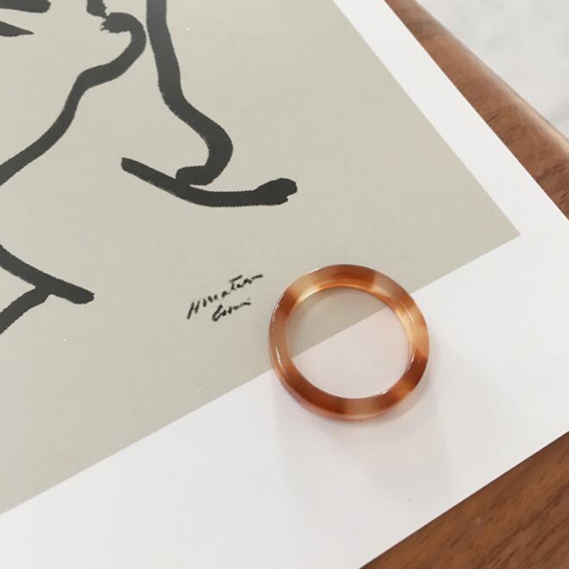 Cincin Bentuk Bulat Geometris Warna-Warni Gaya Vintage Untuk Unisex
