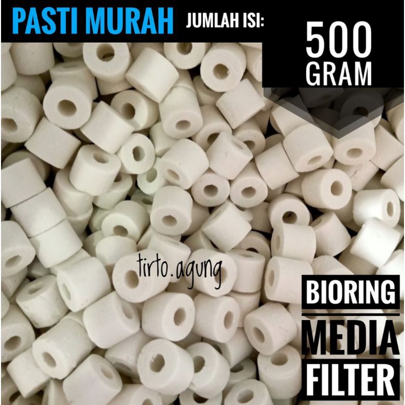 isi 500 Gram Bioring media filter aquarium aquascape penjernih air Bio care ceramic ring putih