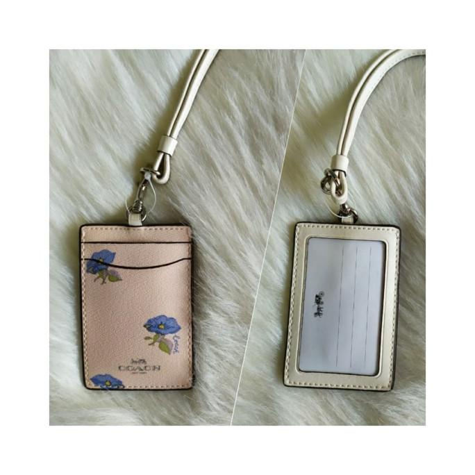 

gantungan coach id tag lanyard blue rose pink multi