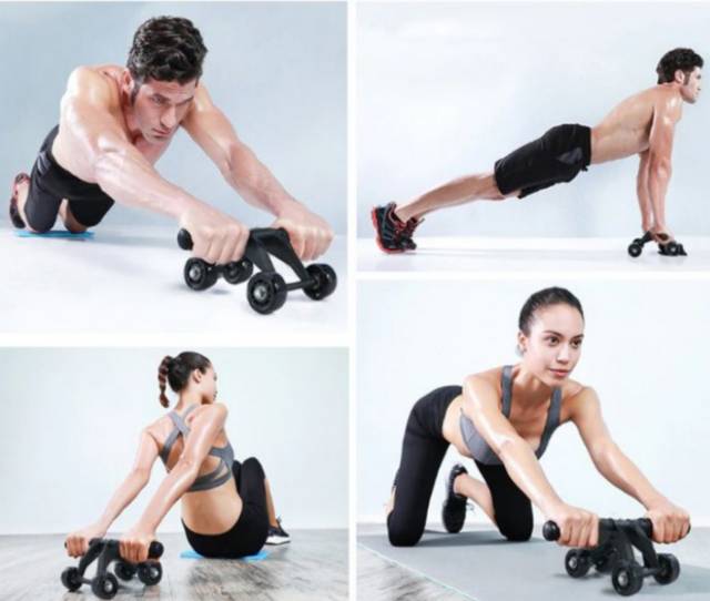 Alat Fitness Pembentuk Otot Perut Dada Lengan AB Wheel Roller 4 Roda ABS Perlengkapan Gym Terlaris