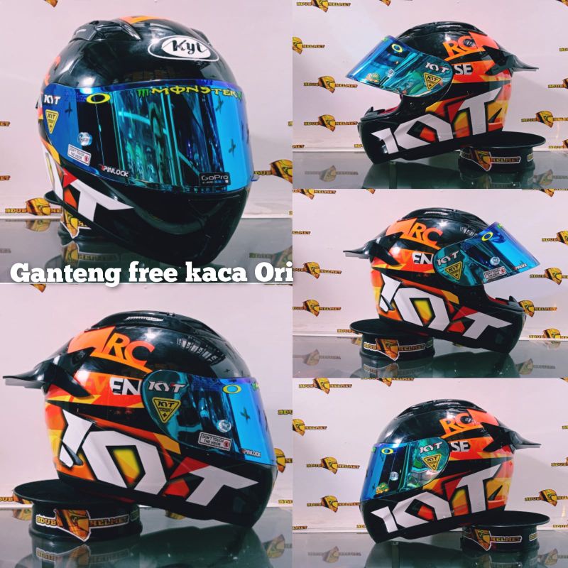 helm kyt full face rc seven motif #19 black white blue paket ganteng 100% baru Ori kyt-Paket ganteng top2
