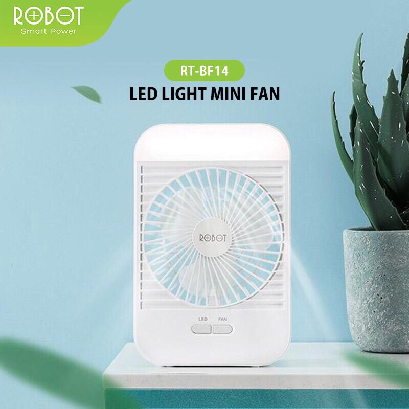 ROBOT RT-BF14 PORTABLE USB RECHARGEABLE 2000mAh LED ILLUMINATED DESKTOP FAN