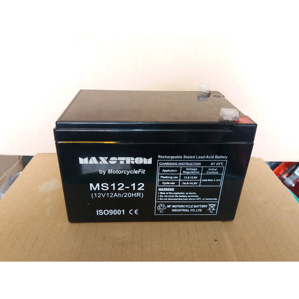 Aki sepeda listrik selis dan ups Maxstrom 12v 12ah 1 SET lebih hemat