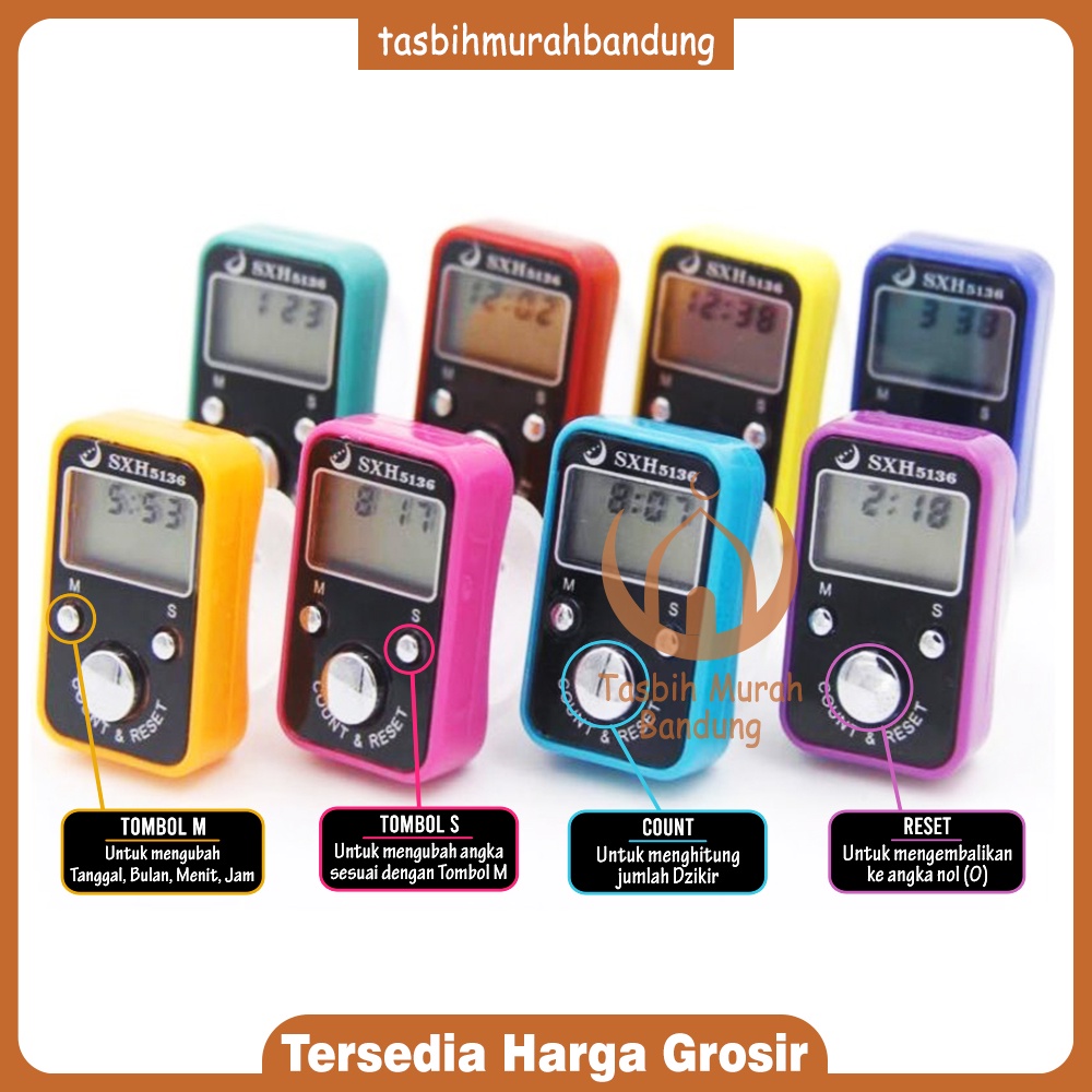 Tasbih Digital bentuk Kotak fungsi (3in1) Jam,Tanggal,Stopwatch