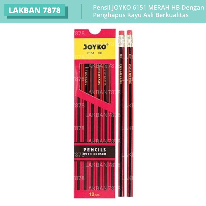 

Pensil JOYKO 6151 MERAH HB Dengan Penghapus Kayu Asli Berkualitas