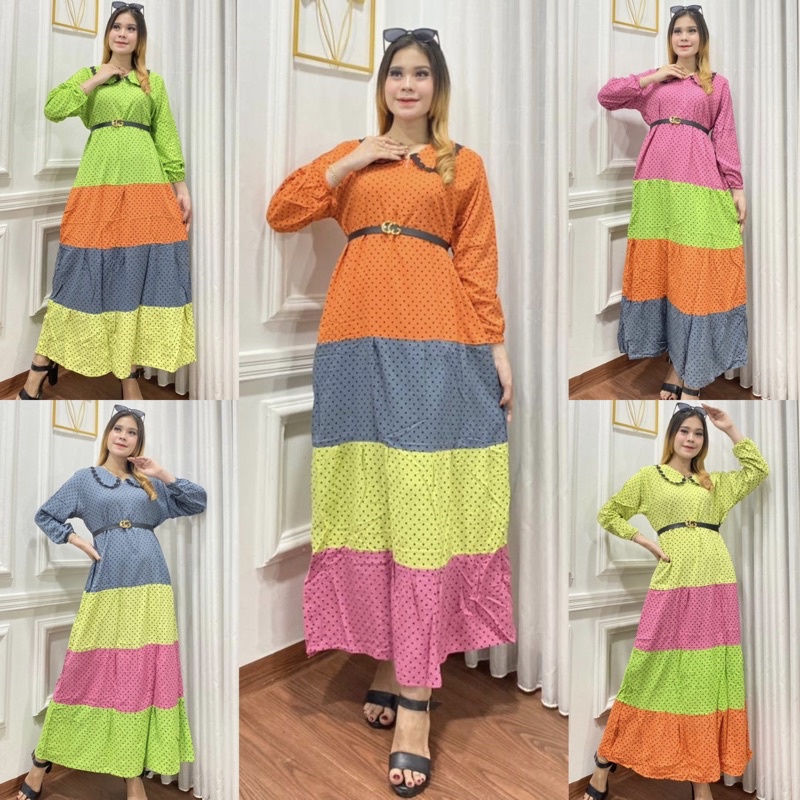 DASTER ANDIN ARAB MIDI DRES KAYLA KERAH FULKA || RAYON SUPER GRADE A ORI || MODEL RESLETING DEPAN BUSUI &amp; BUMIL LD 110