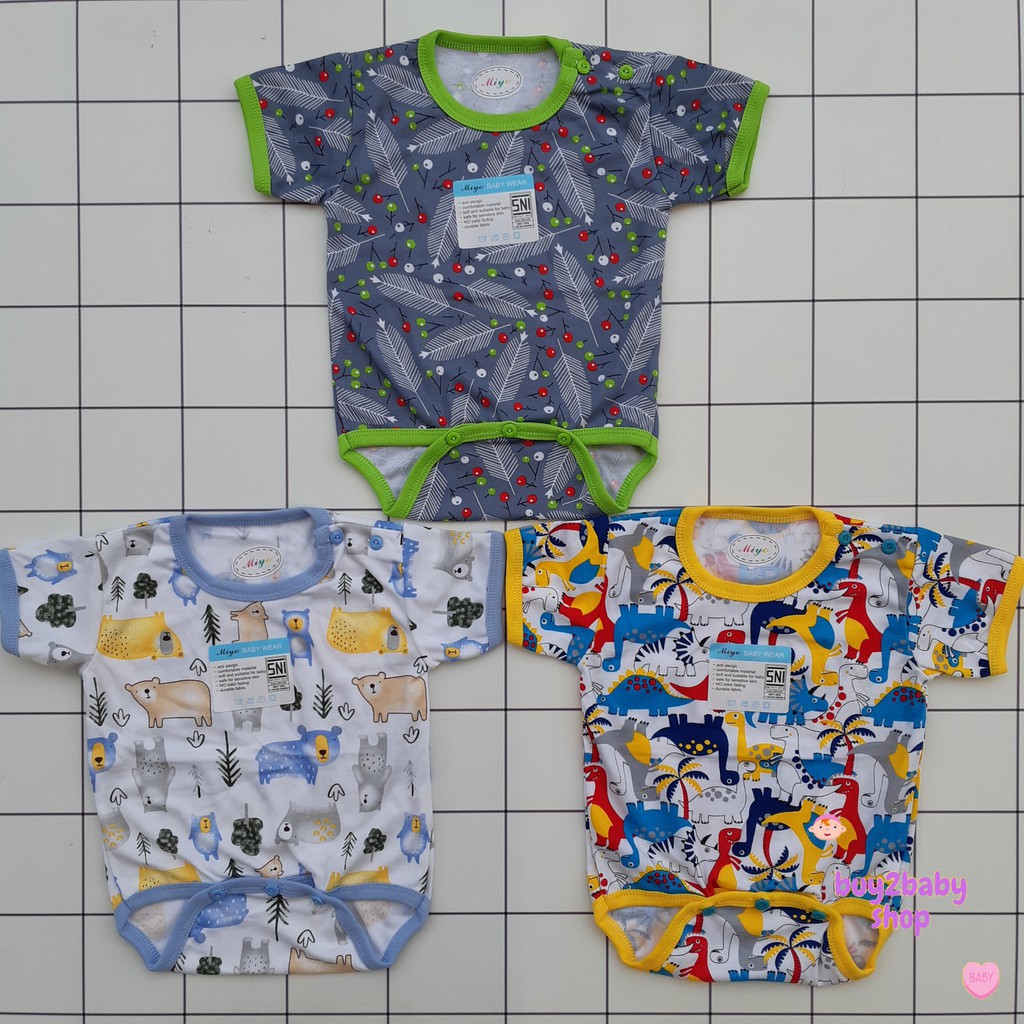 Jumper bayi baju kodok pendek MIYO (All New Feb 2021 World Dino Series) 0-3 bulan 1 PCS