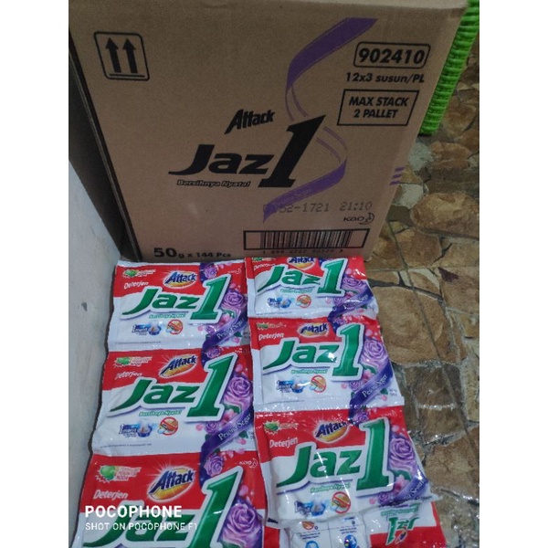 Jaz1 Detergen Bubuk Cair Gel 1 Renceng 6 PCS Jas1 50 g Deterjen Cuci Pakaian baju sachet Attack kao