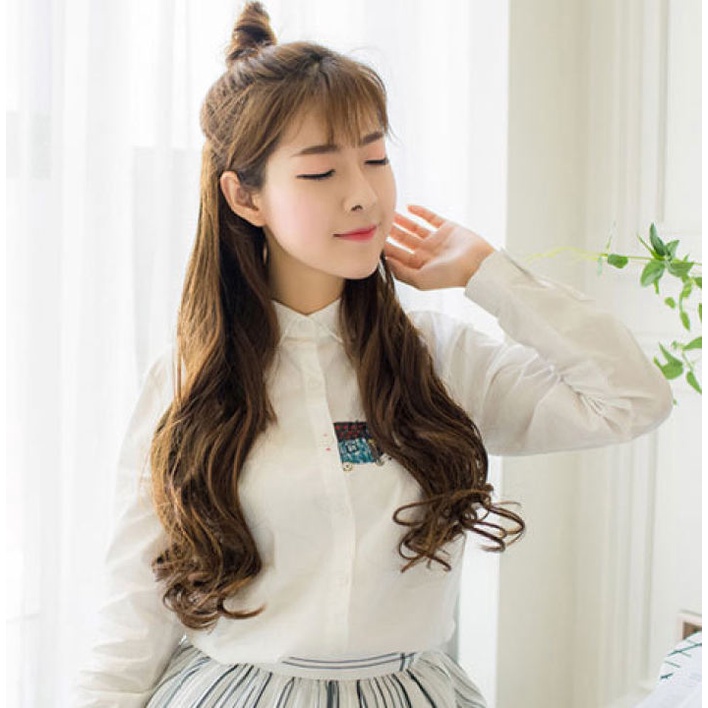 Hairclip Wanita Long Curly Natural Hair / Rambut Palsu Korean style Ladies High Quality