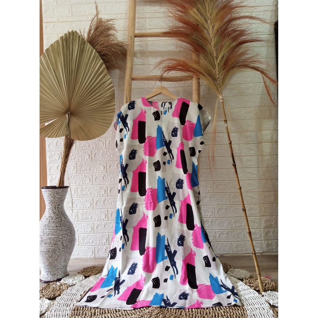 daster Long /daster resleting depan /daster katun rayon/daster long Ld 120cm pb 120 cm-Long Agnes Pink