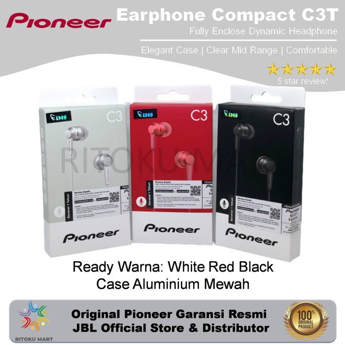 Headset In-Ear Earphone Pioneer C3 SE-C3T Original Garansi Resmi IMS