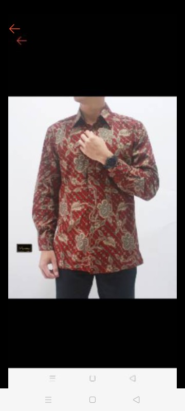 Risna Batik Maroon Kemeja Batik Premium Lengan Panjang Pria
