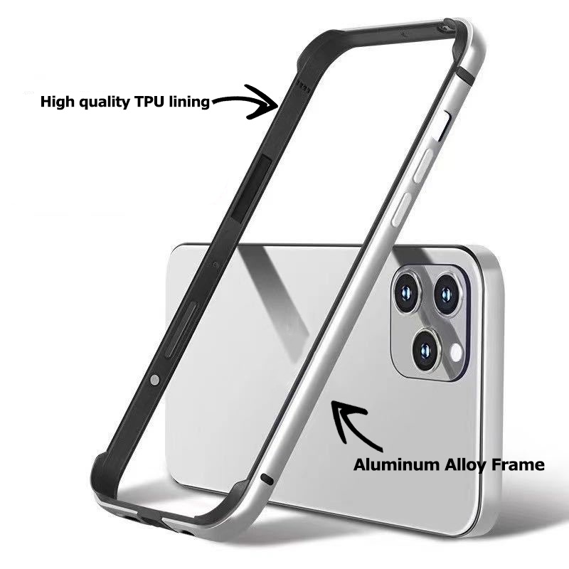 Case Pelindung Bumper Bahan Metal Aluminum Silikon Tahan Banting Untuk iPhone 12 13 Pro Max Mini iPhone 12 13