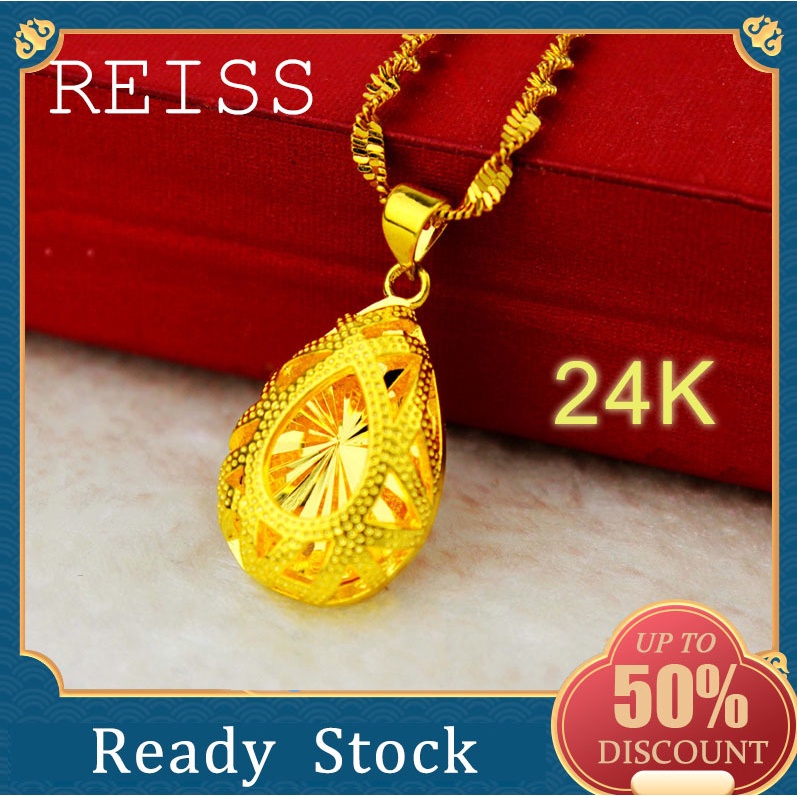 Kalung Rantai Emas 24K 100% Original Bentuk Tetesan Air Untuk Wanita