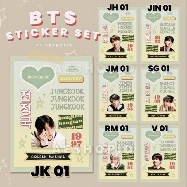 (BT-006) BTS aesthetic sticker set tumblr kpop bangtan stiker case hp laptop lucu deco hias journal