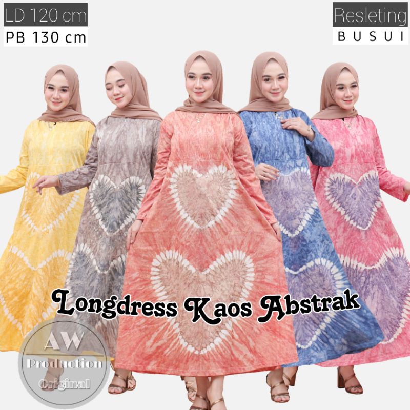 Gamis Kaos Jumbo Busui Lengan Panjang Baju Dress Muslim Wanita Dewasa Batik Pekalongan Kekinian Terb