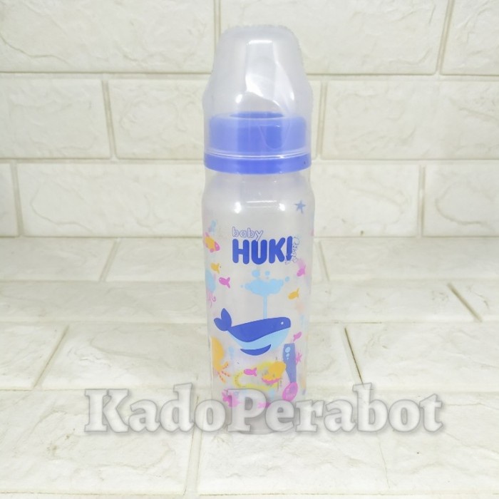 botol susu bayi huki 240ml - botol susu huki - botol susu dot bulat - Biru
