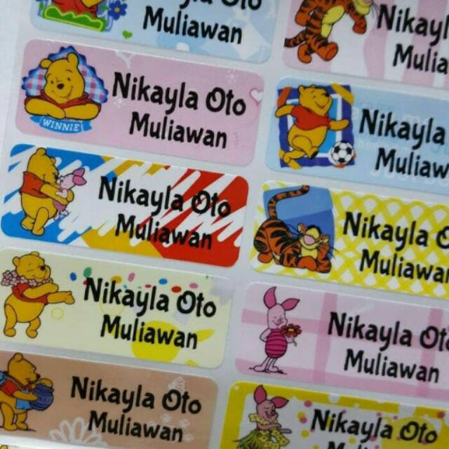 

sticker label nama waterproof size L. Pooh 4.