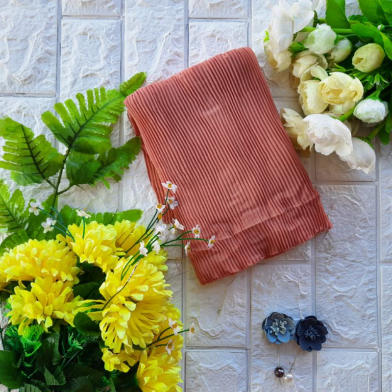 PASHMINA PLISKET by ASSYIFA ••pasmina plisket lidi-Mocca muda