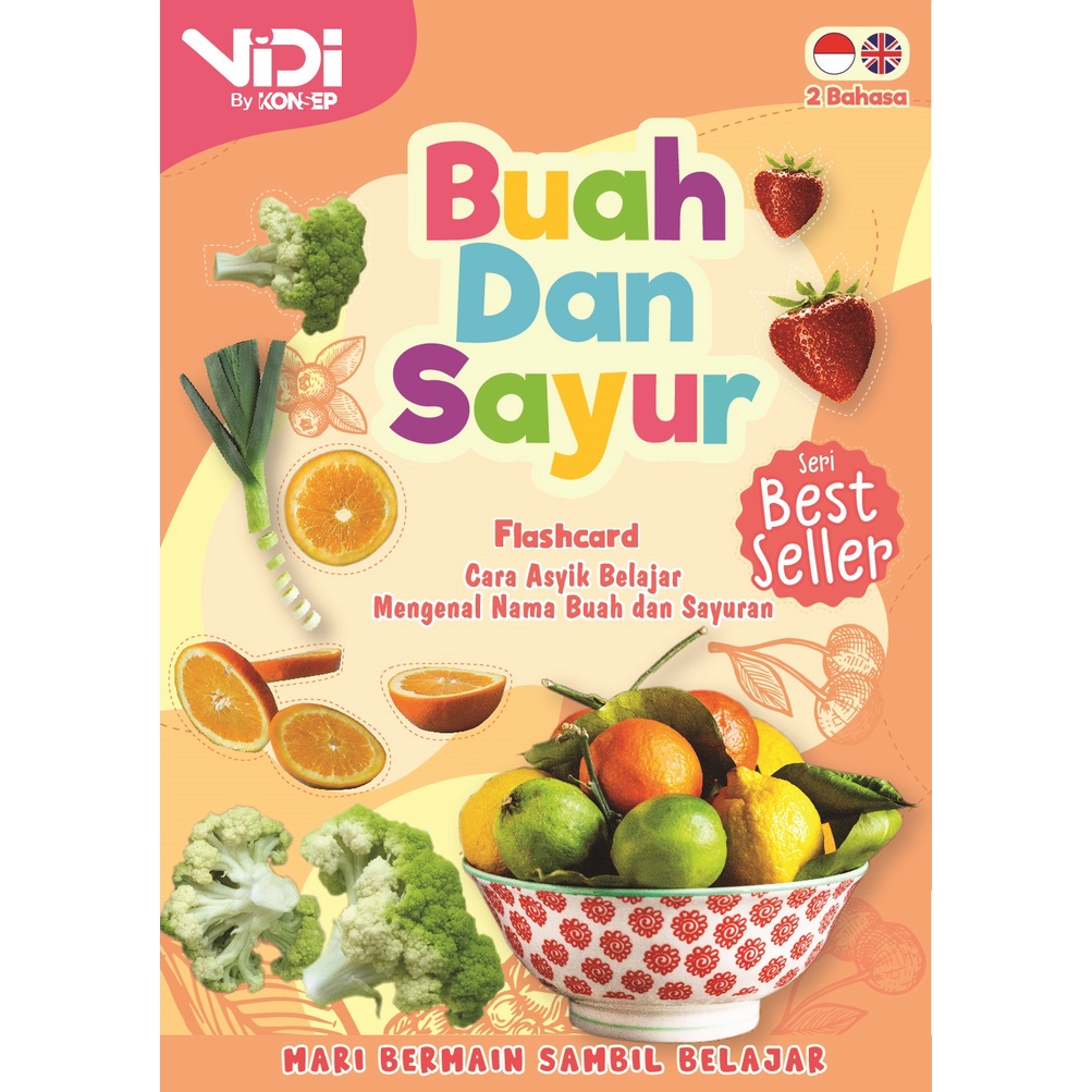 Flash Card Buah &amp; Sayur Mainan Anak Edukasi Kartu Anak Pintar