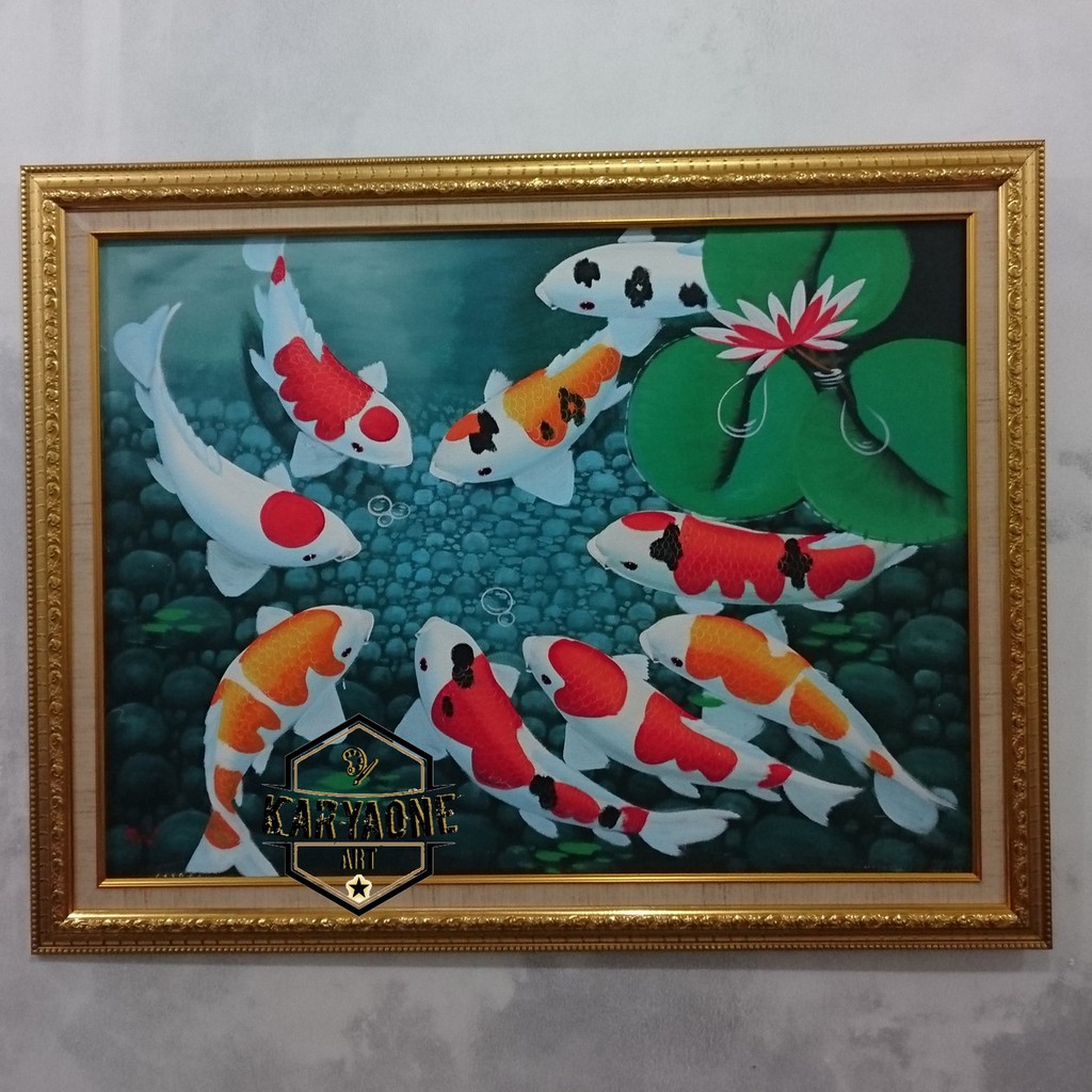 Lukisan Ikan Koi Fengshui Asli LukisanTangan