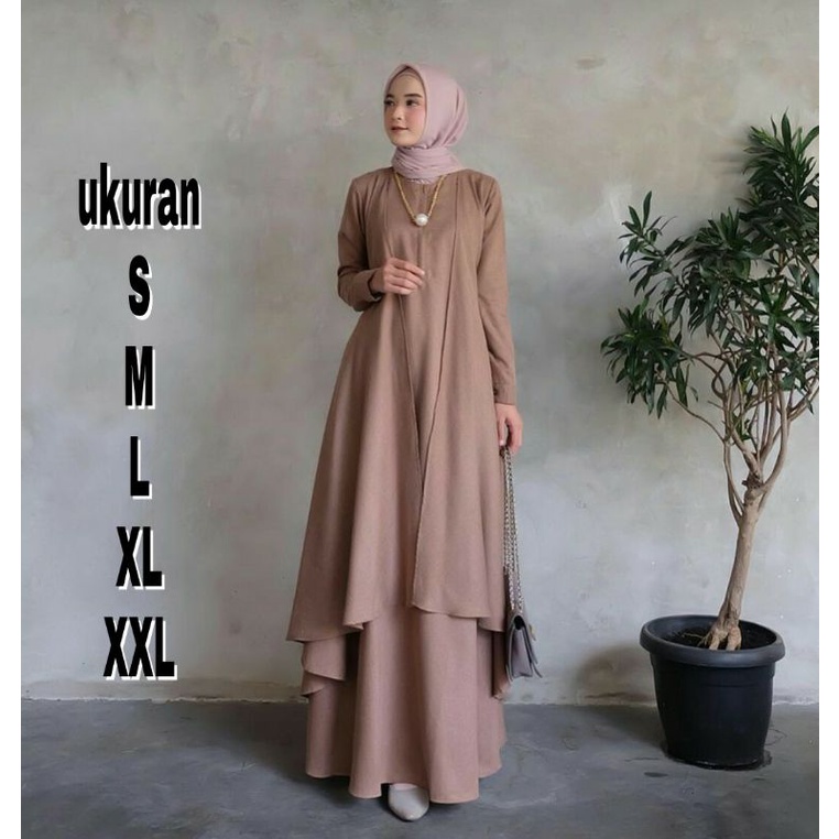 Baju Muslim Wanita Gamis Maxi Remaja Terbaru 2021 Model Kekinian Modis Kondangan Bahan Brokat Murah