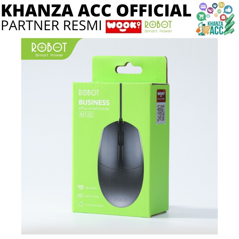 KHANZAACC ROBOT M120 Office Mouse Wired 1000 DPI Ergonomic Design with Anti-Slip Scroll Wheel