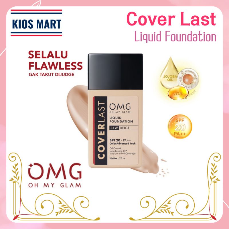 OMG Oh My Glam Coverlast Liquid Foundation SPF 20 PA++ 25ml | Alas Bedak