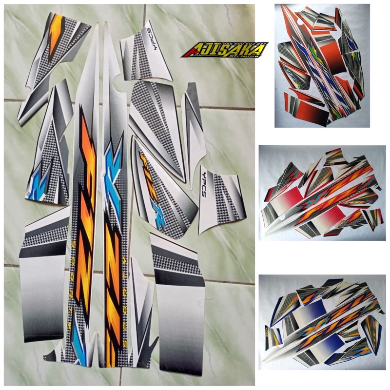striping stiker lis les fiz R f1z R 2004 2005 2003 fullcluth/sporty putih hitam/ oren / biru/ merah