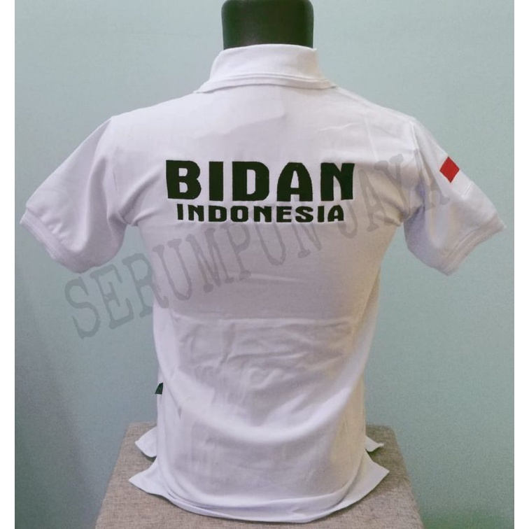 KAOS BIDAN - KAOS KERAH BIDAN FULL BORDIR PUTIH