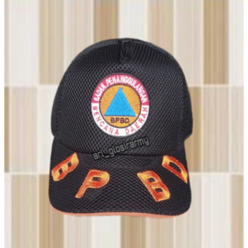 TOPI JARING LOGO BPBD BORDIR TIMBUL