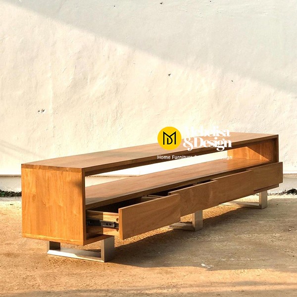 Meja Rak TV Minimalis Jati Jepara, TV Cabinet Laci Minimalis Jati