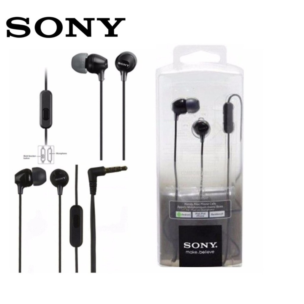 Sony Headset Xpress Bass Earbud Music MDR 15 AP Black - Original