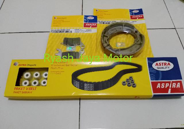 V-belt set roller aspira for beat/vario/scoopy/spacy F1 + paket kampas rem+ Shell ax7 &amp; oli gardan