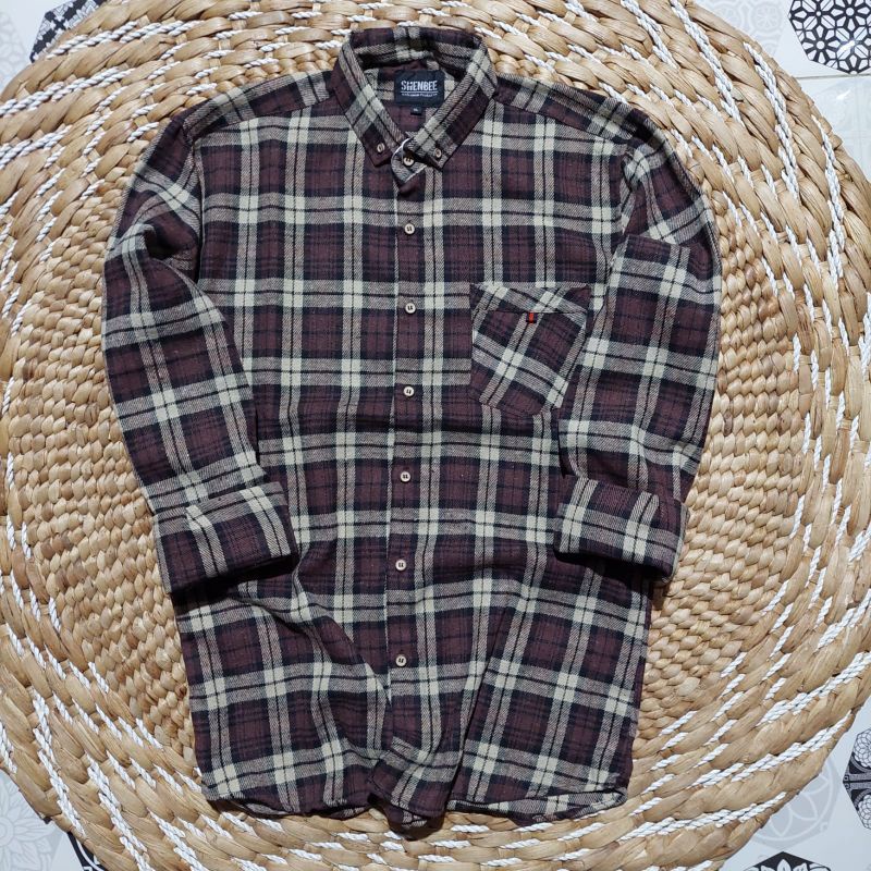 Kemeja Flanel Pria Wanita Lengan Panjang Oversize Motif Kotak Kotak Unisex-Casual 06