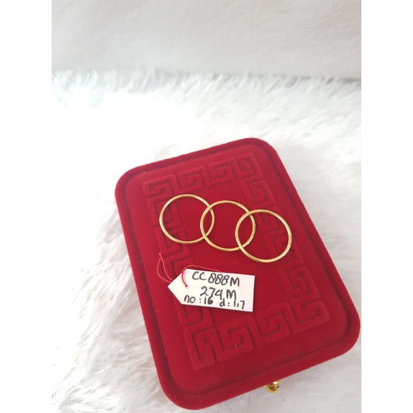 CC888M274M cincin keroncong polos isi 3 emas kuning asli berat 1.650 no 16 d 1.7 kadar 70% 16k
