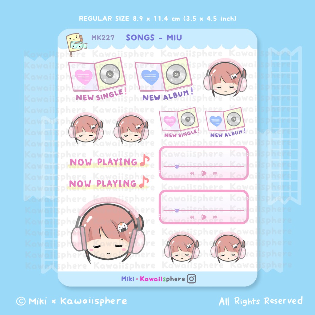 

Songs - Miu | Kawaiisphere Music Series | Kawaii Planner Journal / Ring Binder Sticker Playlist