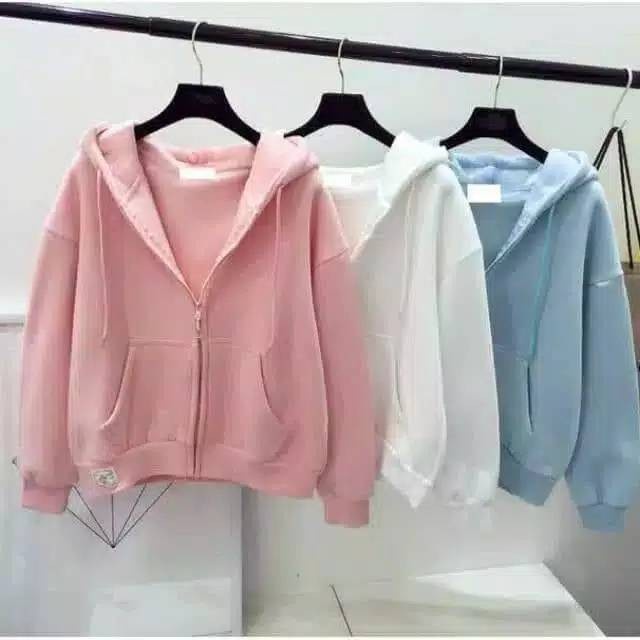 jaket wanita Jaket polos Hoodie Polos Wanita King Lengan Panjang Babyterry - Hitam Jaket wanita paka