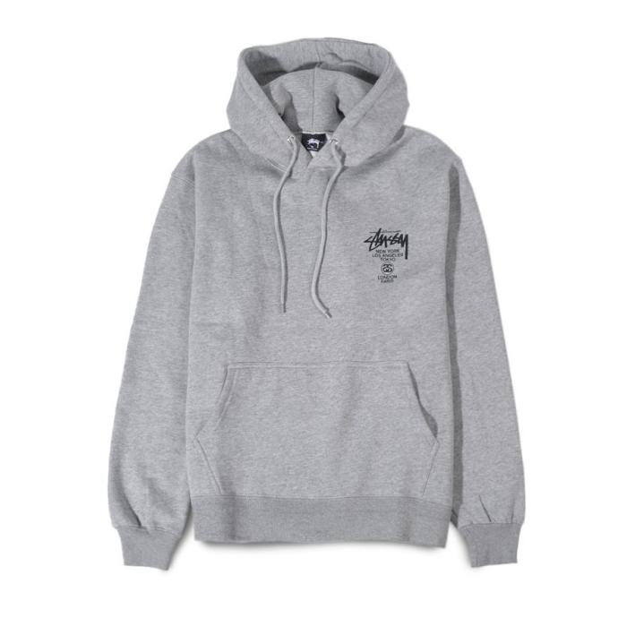 Stussy World Tour Hoodie Grey