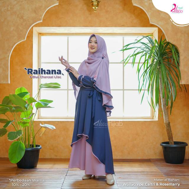 RAIHANA GAMIS SET SYAR'I ORIGINAL BY ALWA HIJAB TERBARU KOMBINASI