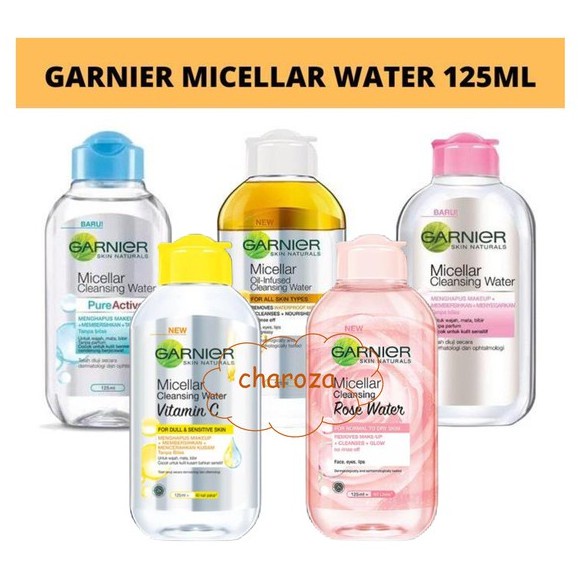 Garnier Micellar Water Cleansing Water 125 ml | Biru - Oily Acne Skin | Pink - Sensitive Skin