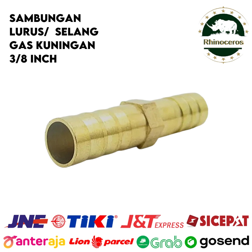 Sambungan Lurus Selang Gas Kuningan 3/8&quot; Neple Kuningan 2 Cabang 10mm