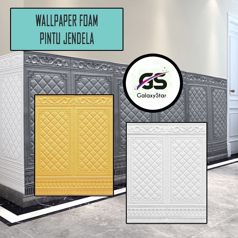 OK Wall paper 3D Foam Stiker Motif Batik Pintu Jendela WallPaper Sticker Foam